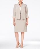 Tahari Asl Plus Size Crepe Piping Trim Skirt Suit