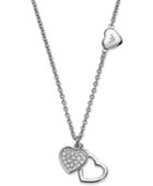 Emporio Armani Sterling Silver Pave Double Heart Pendant Necklace