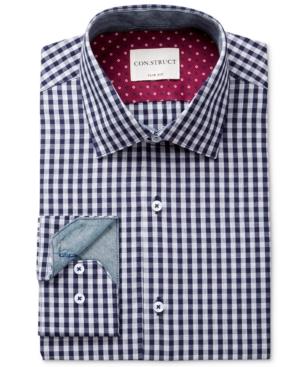 Con. Struct Men's Slim-fit Navy/blue Melange Check Dress Shirt