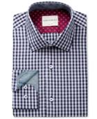 Con. Struct Men's Slim-fit Navy/blue Melange Check Dress Shirt