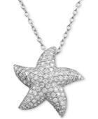 Cubic Zirconia Pave Starfish 18 Pendant Necklace In Sterling Silver