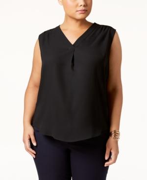 Nine West Plus Size Crepe V-neck Top