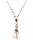 Inc International Concepts Rose Gold-tone Beaded Tassel Pendant Necklace, Created For Macy's