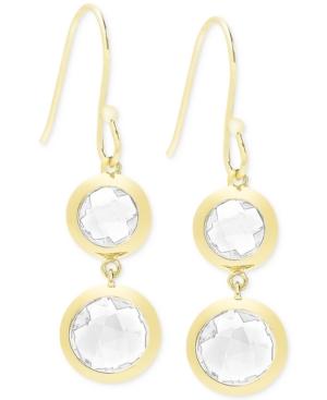 Victoria Townsend White Quartz (9 Ct. T.w.) Bezel Drop Earrings In 18k Gold Over Sterling Silver