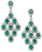 Emerald (3 Ct. T.w.) And Diamond (1-3/8 Ct. T.w.) Earrings In 14k White Gold