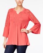 Style & Co Crocheted High-low Top Available In Regular & Petite Sizes, Created For Macy's
