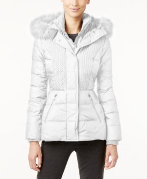 Jones New York Faux-fur-trim Hooded Quilted Puffer Coat