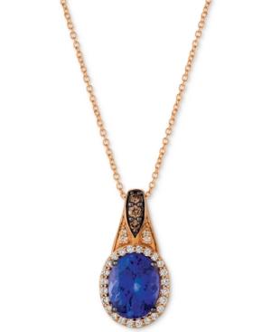 Le Vian Chocolatier Blueberry Tanzanite (2-1/2 Ct. T.w.) & Diamond (1/4 Ct. T.w.) 18 Pendant Necklace In 14k Rose Gold