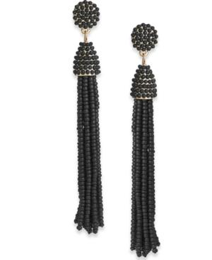 I.n.c. Gold-tone Long Beaded Tassel Drop Earrings, Created For Macy's