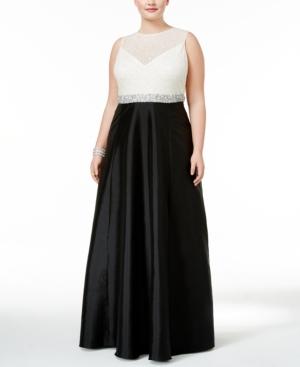 Adrianna Papell Plus Size Beaded Taffeta Gown