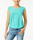 American Rag Lace-trim Eyelet Blouson Top, Only At Macy's