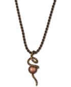 Le Vian Chocolatier Cultured Tahitian Brown Pearl (9-1/2mm) And Diamond (3/4 Ct. T.w.) Silk Cord Pendant Necklace In 14k Gold