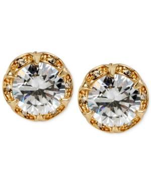 Betsey Johnson Gold-tone Crystal Ruffled Stud Earrings