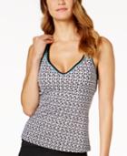 Jag Tiki Geo-print Crisscross Tankini Top Women's Swimsuit