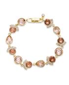 Givenchy Gold-tone Pink & Clear Crystal Flex Bracelet