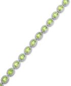 Peridot (12-3/8 Ct. T.w.) And Diamond Accent Oval Bracelet In Sterling Silver