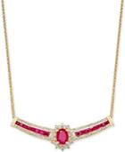Ruby (3 Ct. T.w.) And Diamond (3/4 Ct. T.w.) Fancy Collar Necklace In 14k Gold