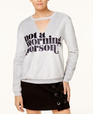 Hybrid Juniors' Plush Choker Graphic Sweatshirt