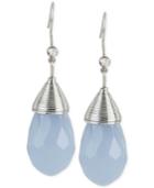 M. Haskell Silver-tone Blue Faceted Stone Wire-wrapped Drop Earrings