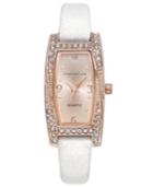 Charter Club Women's Rose Gold-tone White Suede Watch 19mm 17289, Only At Macy's