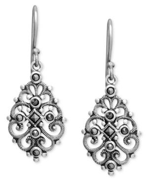 Genevieve & Grace Sterling Silver Earrings, Marcasite Filigree Teardrop Earrings