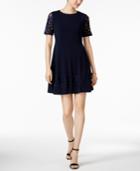 Jessica Howard Petite Lace-sleeve Fit & Flare Dress