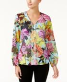 Trina Turk V-neck Floral-print Blouse