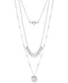 Lucky Brand Silver-tone White Cabochon Layer Necklace