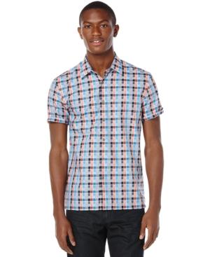 Perry Ellis Multi-color Box-check Short-sleeve Shirt