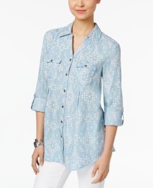 Style & Co Pleated Denim Shirt, Created For Macy's