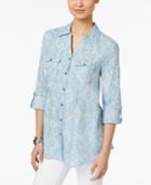 Style & Co Pleated Denim Shirt, Created For Macy's
