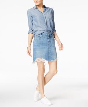 Dl 1961 Parker Cotton Frayed Denim Skirt