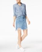 Dl 1961 Parker Cotton Frayed Denim Skirt
