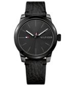 Tommy Hilfiger Men's Black Leather Strap Watch 42mm