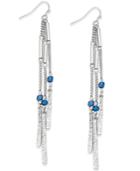 Inc International Concepts Silver-tone Blue Bead Linear Fringe Earrings, Only At Macy's