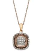 Diamond Square Pendant Necklace In 10k Rose Gold (3/8 Ct. T.w.)