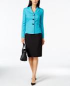 Le Suit Pique Stripe Skirt Suit