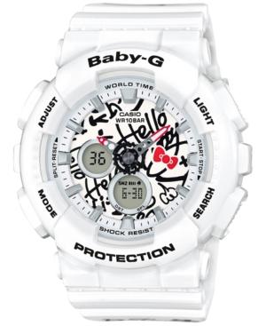 G-shock Women's Analog-digital Baby-g Limited Edition Hello Kitty White Resin Strap Watch 43mm Ba120kt-7a
