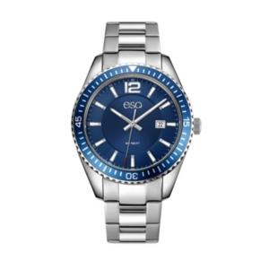 Men's Esq0160 Stainless Steel Bracelet Watch With Date Window, Blue Dial