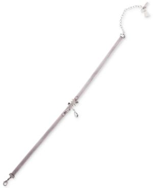Lonna & Lilly Silver-tone Crystal Star Gray Velvet Choker Necklace