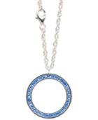 Blue Topaz Accent Round Pendant Necklace In Sterling Silver
