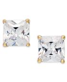 B. Brilliant 18k Gold Over Sterling Silver Earrings, Cubic Zirconia Square Stud Earrings (1 Ct. T.w.)
