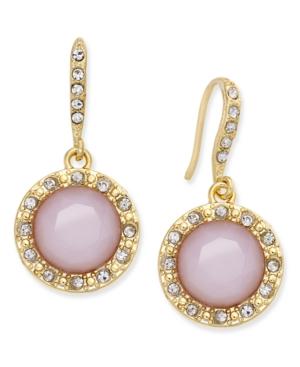 Inc International Concepts Gold-tone Pink Stone Pave Drop Earrings, Only At Macy's