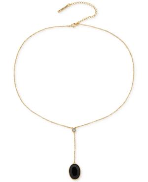 T Tahari Gold-tone & Jet Stone Crystal Necklace