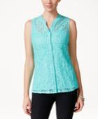 Style & Co. Lace Button-front Sleeveless Blouse, Only At Macy's