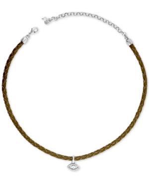 Lucky Brand Silver-tone Evil-eye Leather Choker Necklace