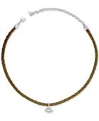 Lucky Brand Silver-tone Evil-eye Leather Choker Necklace
