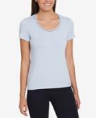 Tommy Hilfiger Lattice-trim T-shirt, Created For Macy's