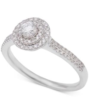 Diamond Double Halo Engagement Ring (1/2 Ct. T.w.) In 14k White Gold