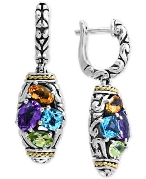 Effy Multi-gemstone Drop Earrings (2-9/10 Ct. T.w.) In Sterling Silver & 18k Gold